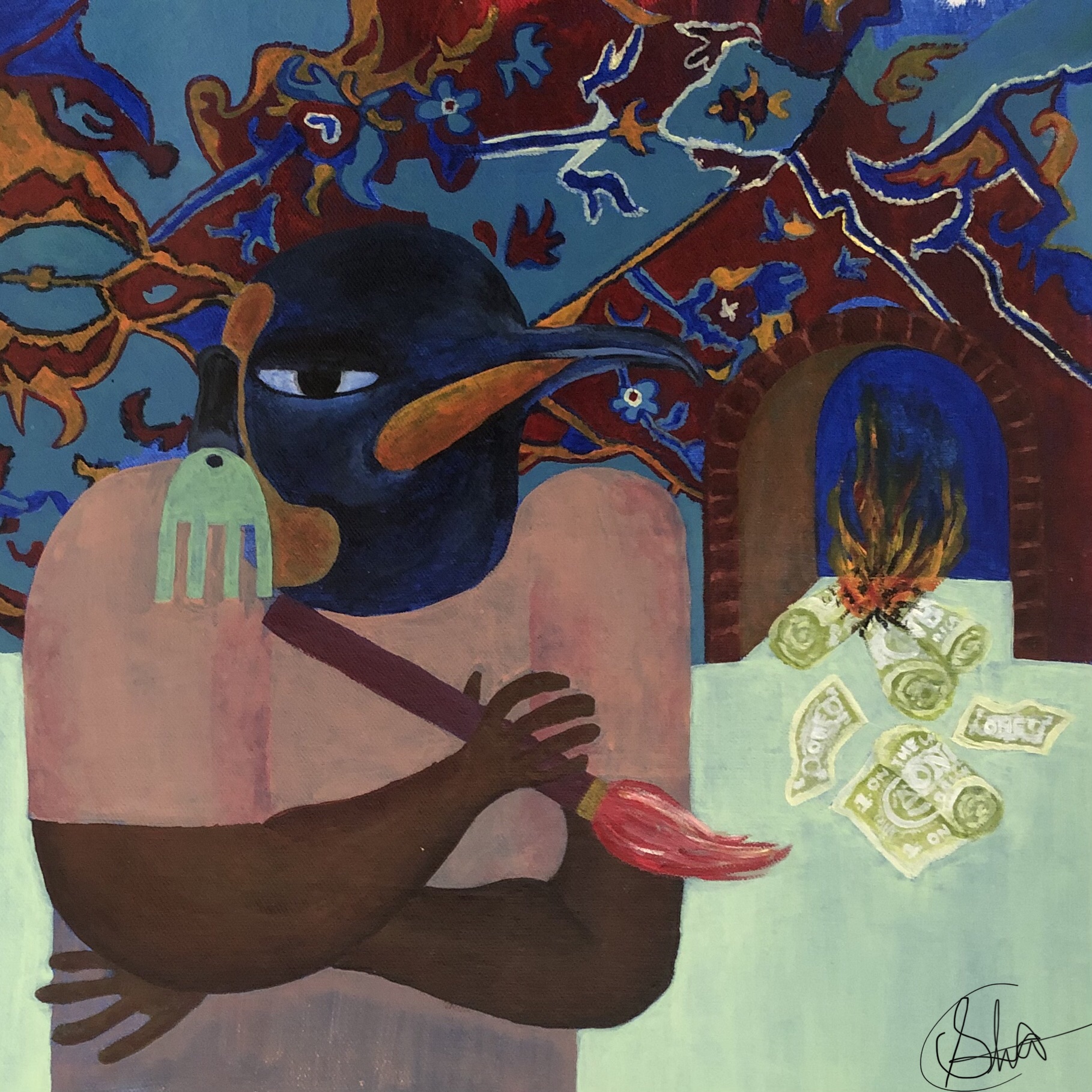 Sharon Gekonge, 22, Self portrait_ the a, acrylic