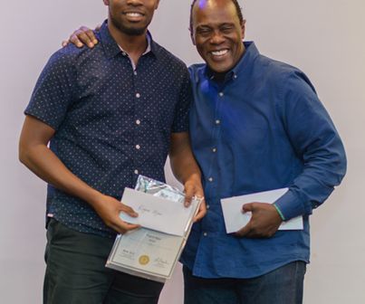 Kigera Njau, 21, with Jeff Koinange