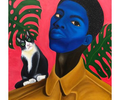 Baraka Joseph, 23, Nairobi, Kenya, Black Star, Acrylic on canvas, 90x8