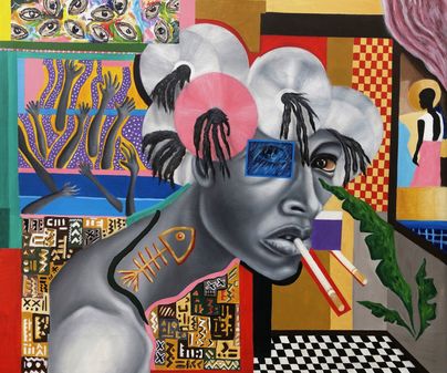 Baraka Joseph, 23, Nairobi, Kenya, Emotions music evokes, Acrylic on c